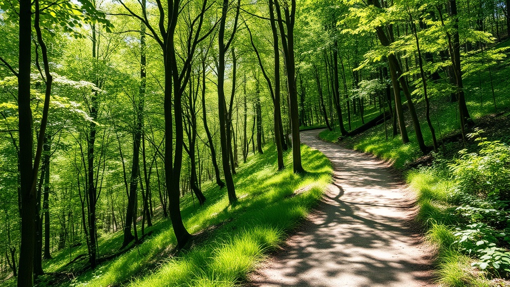 평탄하고 잘 정비된 초급 등산로의 모습